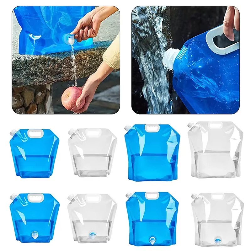 Water Bag Collapsible - 1/3/5Pcs 10L Camping Water Bag Portable