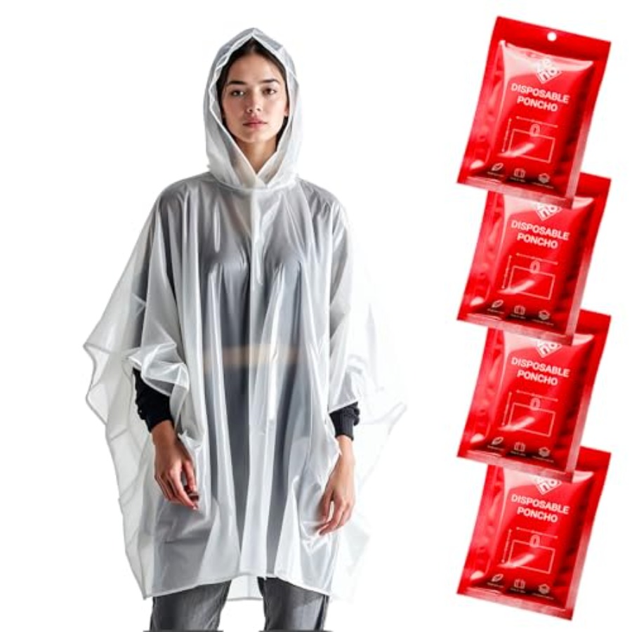 Emergency Poncho Rain - Disposable Rain Ponchos for Adults -