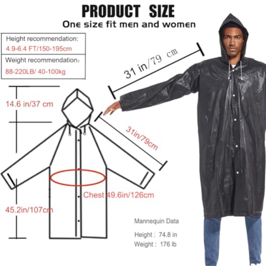 Rain Ponchos for Adults Rainco - Emergency Poncho Rain incelemesi ve fiyatı