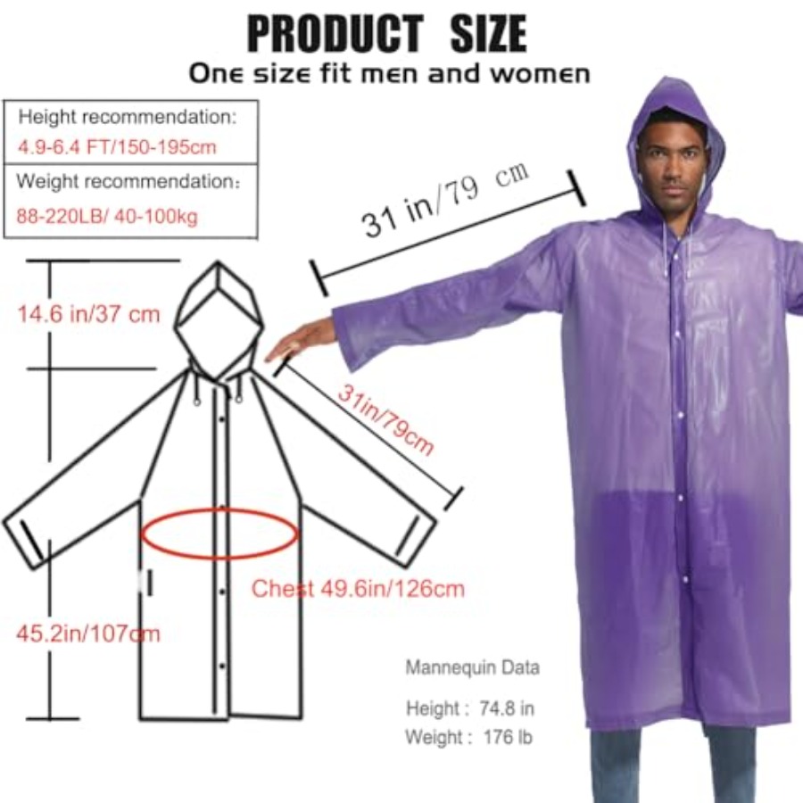 Rain Ponchos for Adults Rainco - Emergency Poncho Rain incelemesi ve fiyatı