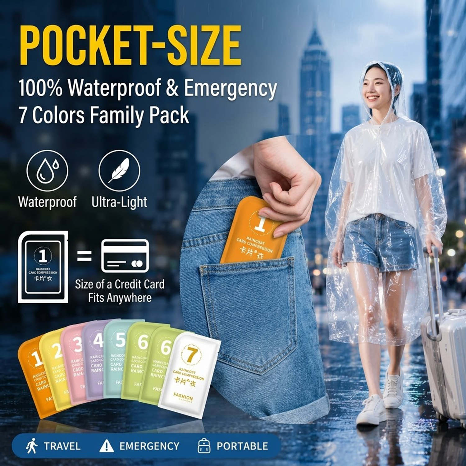 Unisex Portable Card Disposabl - Emergency Poncho Rain incelemesi ve fiyatı