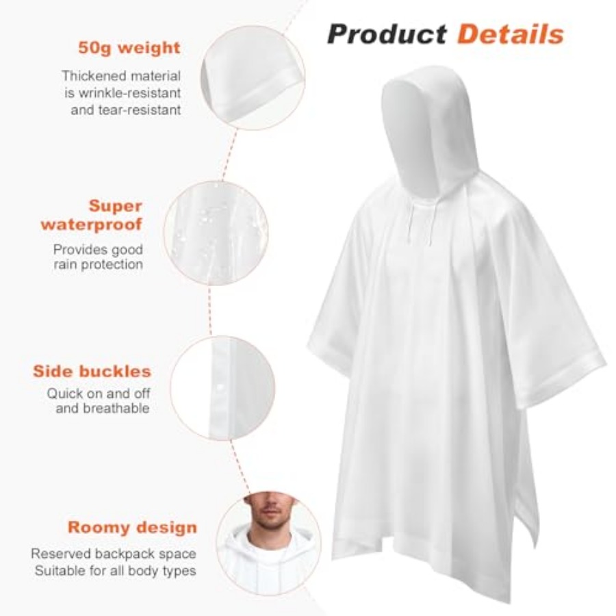 8 Pack Hooded Rain Ponchos for - Emergency Poncho Rain incelemesi ve fiyatı