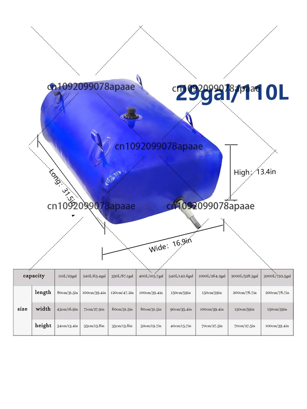 110L PVC Water Storage Bag, Po - Water Bag Collapsible incelemesi ve fiyatı